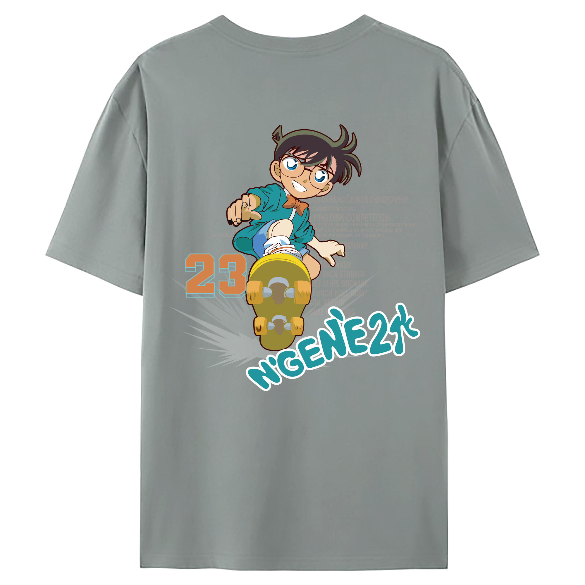 （画像用） 名探偵コナン 江戸川 コナン Detective Conan Conan Edogawa 綿100％ メンズ半袖Tシャツ（バックプリント） 通気性